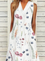 Jersey V Neck Floral Casual Dress