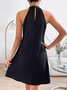 Loose Polyester Cotton Cross Neck Party Dress
