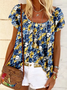 Plus Size Floral Casual Loose Crew Neck Shirt