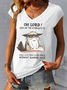Funny Word Oh Lord Cat Printed V Neck T-Shirt