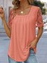 Square Neck Plain Lace Casual Shirt