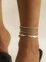 Urban Casual Silver Metal Beaded Multilayer Anklet Vacation Party Women's Jewelry