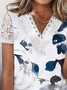 Floral Casual Lace V Neck Shirt