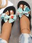 Bow Decor Floral Printed Beach Flip-Flops