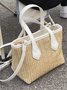 Casual Straw Leather Stitching Shoulder Diagonal Women's Bag Vacation Urban