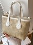 Casual Straw Leather Stitching Shoulder Diagonal Women's Bag Vacation Urban