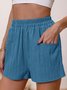 Dual Pocket Elastic Waist Shorts