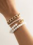 Elegant Pearl Beaded Chain Multilayer Bracelet Party Holiday Everyday Women's Jewelry