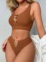 Plain Casual Bra & Panty Set