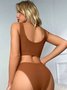 Plain Casual Bra & Panty Set