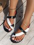 Color Block Toe Post Slip On Strappy Sandals