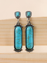 Vintage Turquoise Geometric Metal Earrings Ethnic Style Casual Women's Jewelry