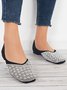 Shiny Beads Square Toe Slip On Flat Dress Shoes