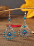 Vintage Ethnic Floral Diamond Metal Distressed Earrings Casual Women's Jewelry