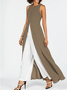 Contrast Black Round Neck Sleeveless Jumpsuit