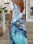 Sea Lace Buckle Casual Loose Maxi Dress