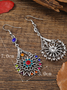Vintage Ethnic Floral Diamond Metal Distressed Earrings Casual Women's Jewelry