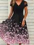 Plus Size V Neck Casual Loose Floral Dress