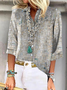 Plus Size Shirt Collar Casual Loose Abstract Graphic Shirt