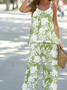 Buckle Loose Floral Printed Casual Two-Piece Set