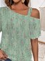 Abstract Casual One Shoulder Loose Shirt