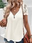 Casual V Neck Loose Lace Shirt