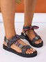 Bowknot Ethnic Pattern Velcro Casual Sandals
