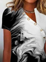 Asymmetrical Buttoned Random Print Casual Shirt