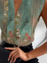 Loose Casual V Neck Floral Shirt