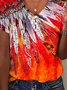 Feather Pattern Casual Jersey Shirt