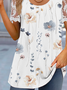 Plain Crew Neck Lace Casual Shirt