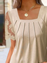 Plain Square Neck Loose Casual Shirt