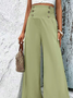 Loose Buckle Casual Plain Pants