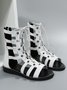White Cutout Ankle Strap Lace-Up Loafers