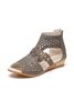 Party Glitter Cutout Buckle Rhinestone Wedge Sandals