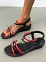 Beach Vacation Ethnic Metal Beaded Multi Strap Wedge Sandals
