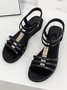 Beach Vacation Ethnic Metal Beaded Multi Strap Wedge Sandals