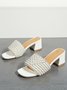 Elegant Imitation Pearls Block Heel Mule Sandals