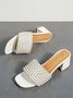 Elegant Imitation Pearls Block Heel Mule Sandals