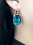 Elegant Blue Gem Geometric Earrings Party Wedding Women's Jewelry