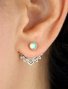 Vintage Turquoise Moonstone Ethnic Pattern Earrings Women's Opal Jewelry