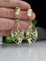 Elegant Green Crystal Leaf Earrings Vacation Casual Women's Jewelry