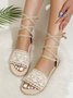 Breathable Lace Braided Espadrille Sandals