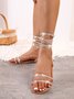 Transparent Sparkling Rhinestones Thin Ankle Straps Sandals