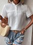 Lace Casual Stand Collar Plain Loose Blouse