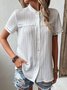 Lace Casual Stand Collar Plain Loose Blouse