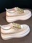 Lace  Beaded Rhinestone Slip On Casual Shoes