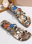 Multicolored Snakeskin Rhinestones Flip Flops
