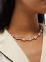 Elegant Square Stone Chain Necklace Choker Party Wedding Women's Jewelry