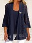 Casual Plain Lace Loose Two-Piece Set